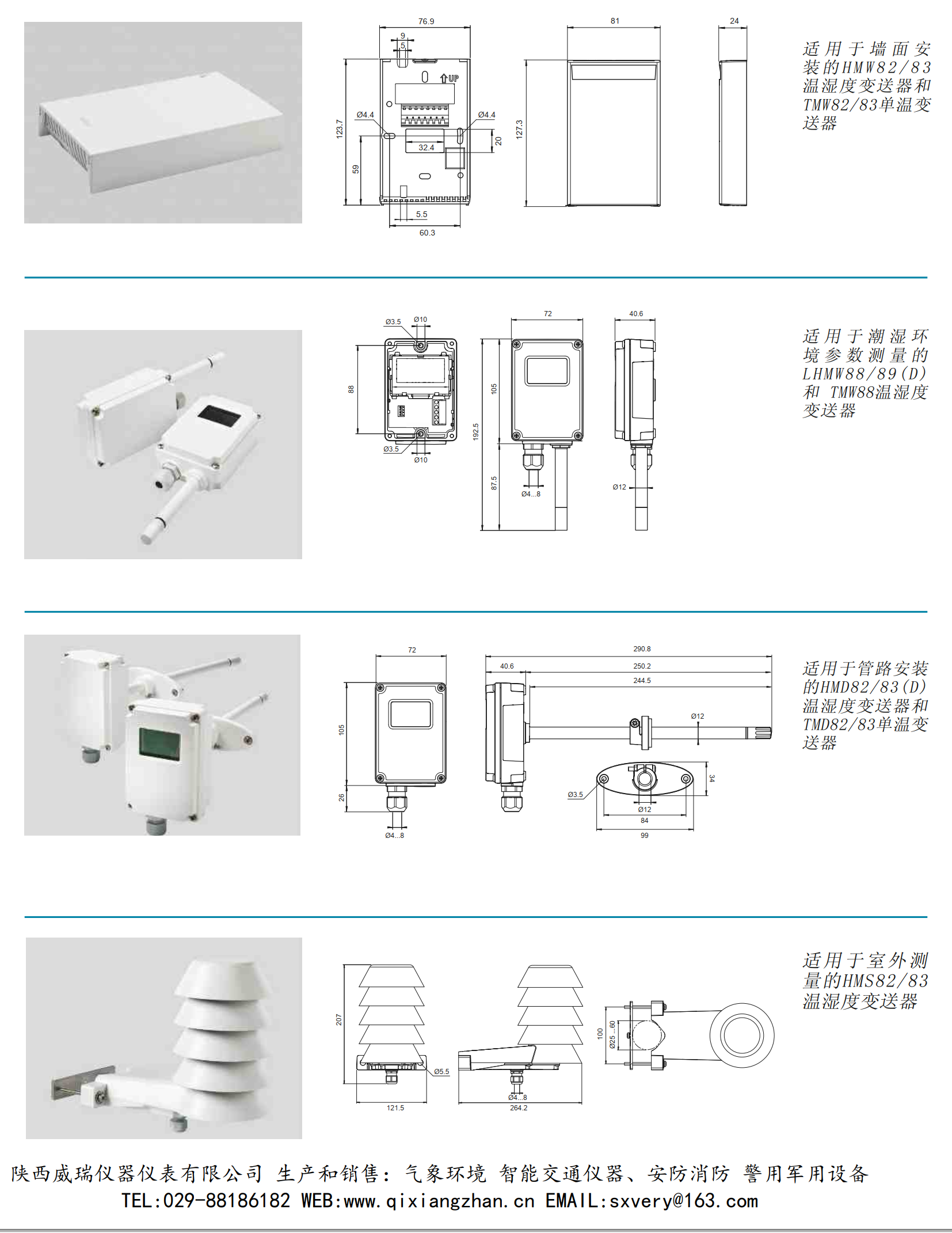 HMDW80系列楼宇自动化应用系列温湿度变送器(图2)